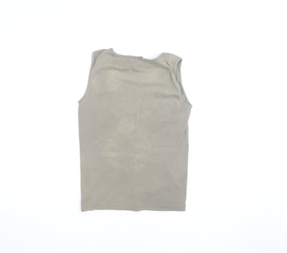 M&Co Womens Beige Cotton Sleeveless Tank Top Size S