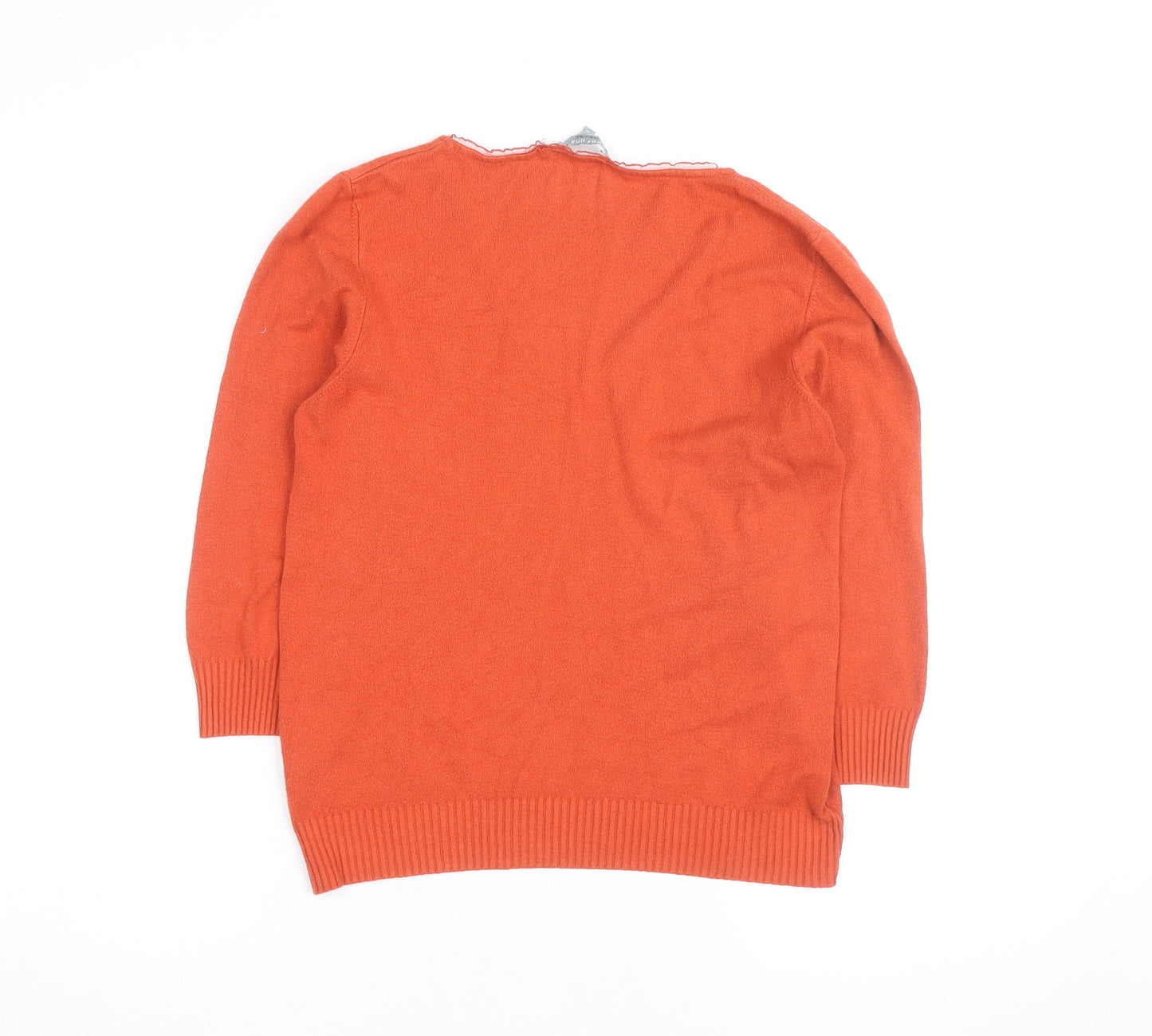 Per Una Women Orange V-Neck Long Sleeve Jumper Size 16