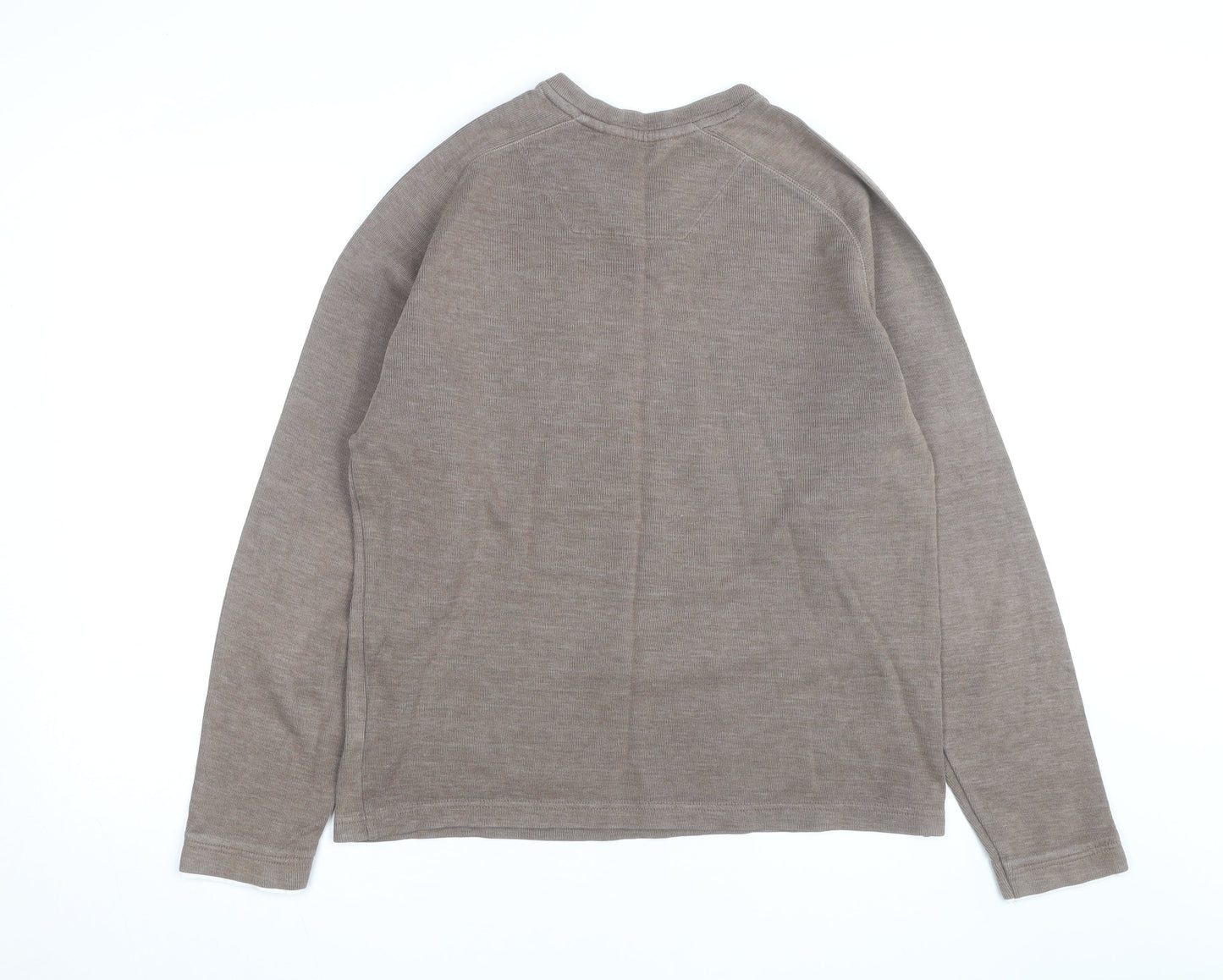 Marks and Spencer Blue Harbour Men Brown Cotton V-Neck Jumper Small