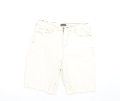 George Women’s Ivory Denim Bermuda Shorts Size 12 Cotton Blend