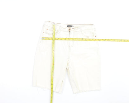 George Women’s Ivory Denim Bermuda Shorts Size 12 Cotton Blend