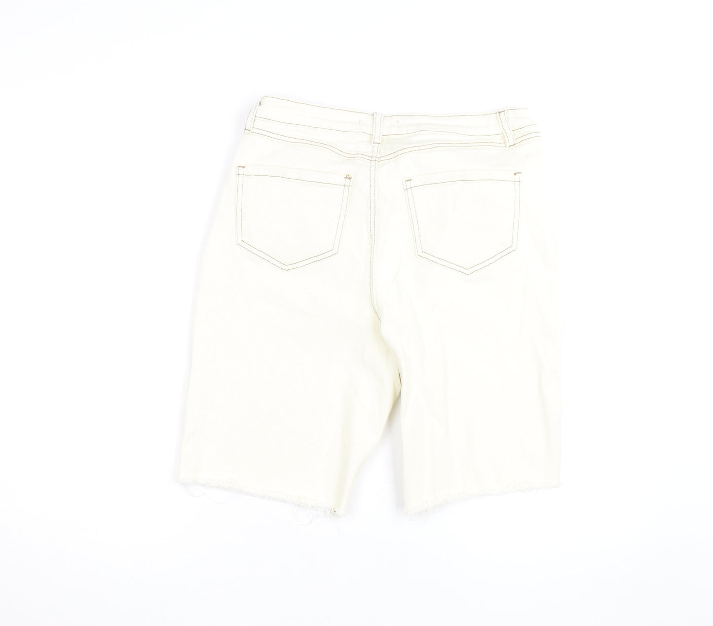 George Women’s Ivory Denim Bermuda Shorts Size 12 Cotton Blend