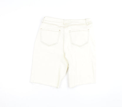 George Women’s Ivory Denim Bermuda Shorts Size 12 Cotton Blend
