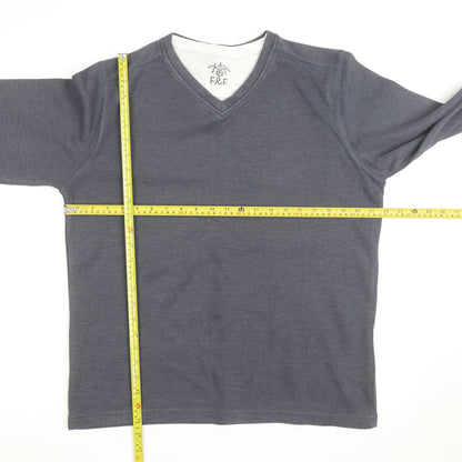 F&F Mens Grey V-Neck Long Sleeve Cotton Jumper Size M