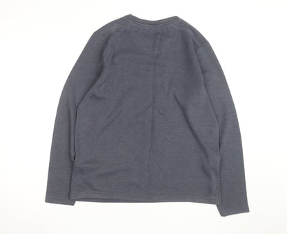 F&F Mens Grey V-Neck Long Sleeve Cotton Jumper Size M