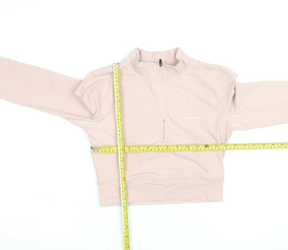 NKD Apparel Women’s Beige Cropped 1/4 Zip Long Sleeve Active Top M