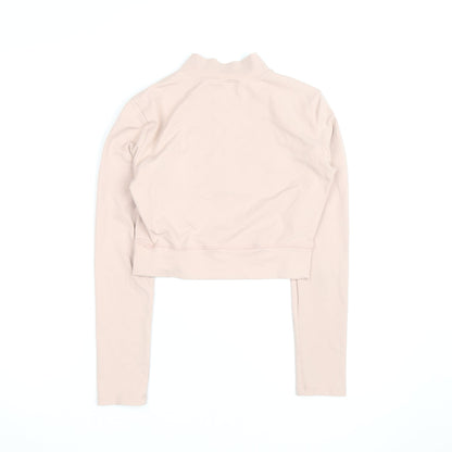NKD Apparel Women’s Beige Cropped 1/4 Zip Long Sleeve Active Top M