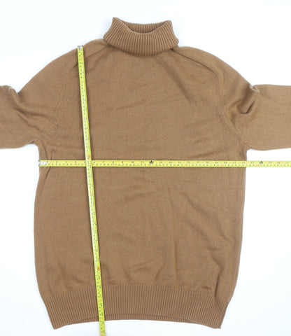 Jaeger Men’s Brown Roll Neck Wool Cashmere Jumper 2XL