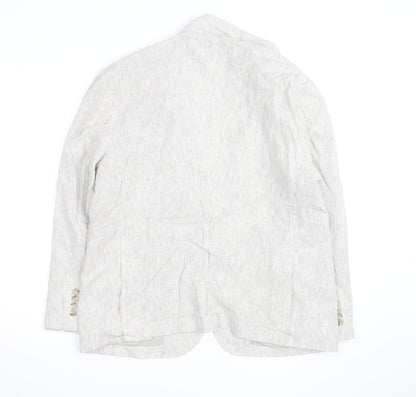 Marks and Spencer Men's Beige Striped Linen Cotton Blazer M