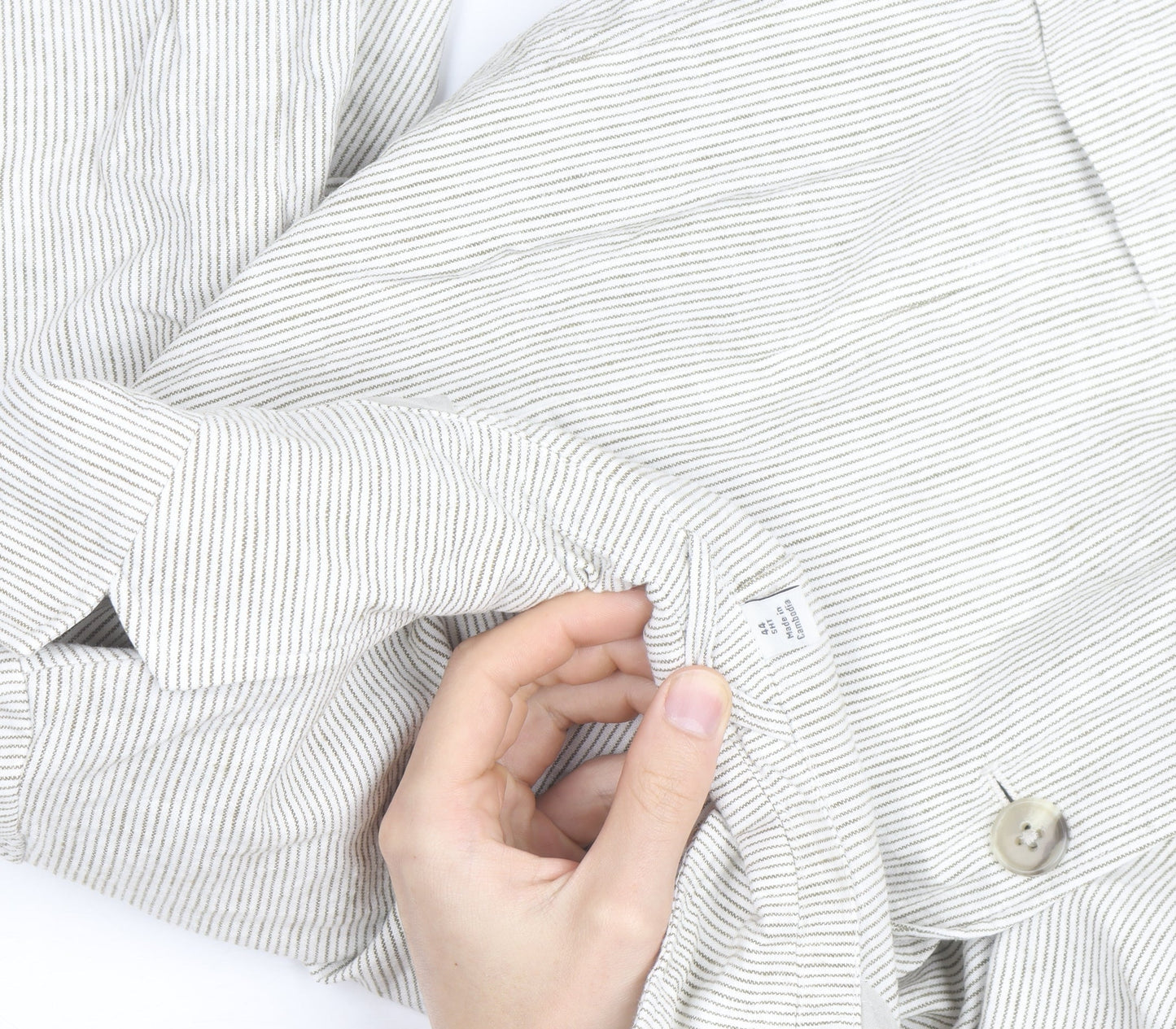 Marks and Spencer Men's Beige Striped Linen Cotton Blazer M