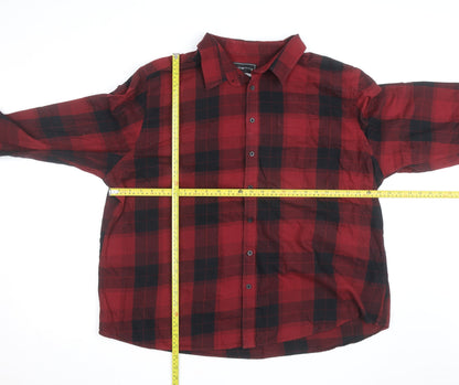 Red Herring Men's Red Black Plaid Flannel Button-Up Shirt 2XL