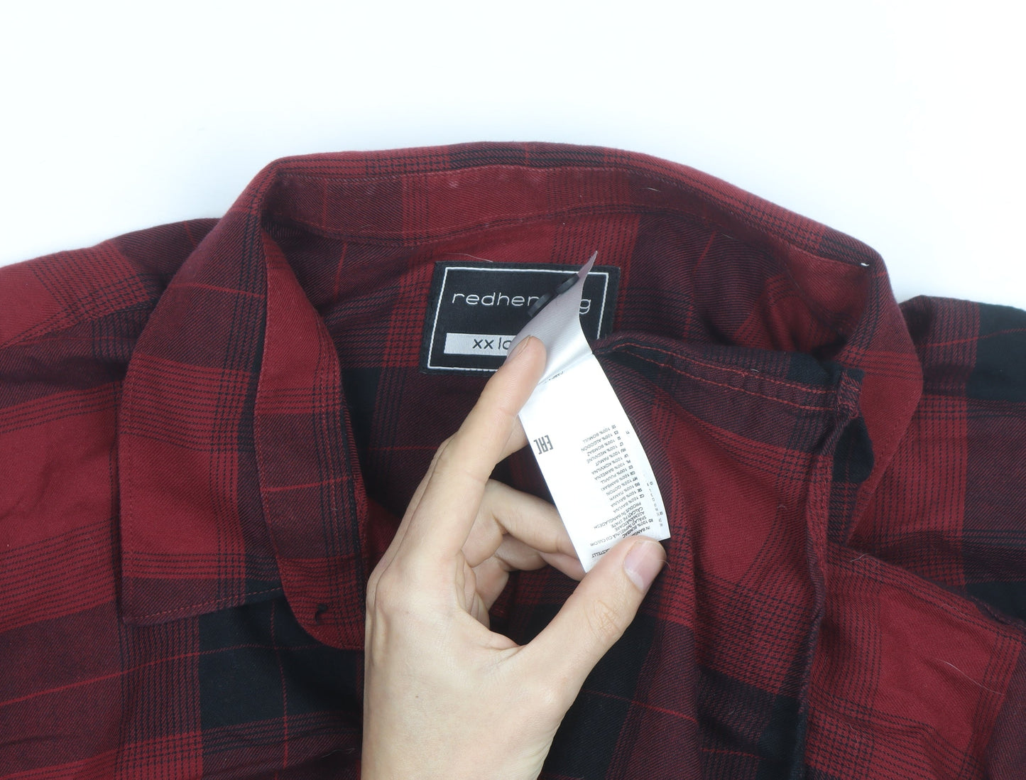 Red Herring Men's Red Black Plaid Flannel Button-Up Shirt 2XL