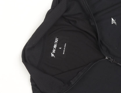 Workout Men's Black Large 1/4 Zip Athletic Track Jacket