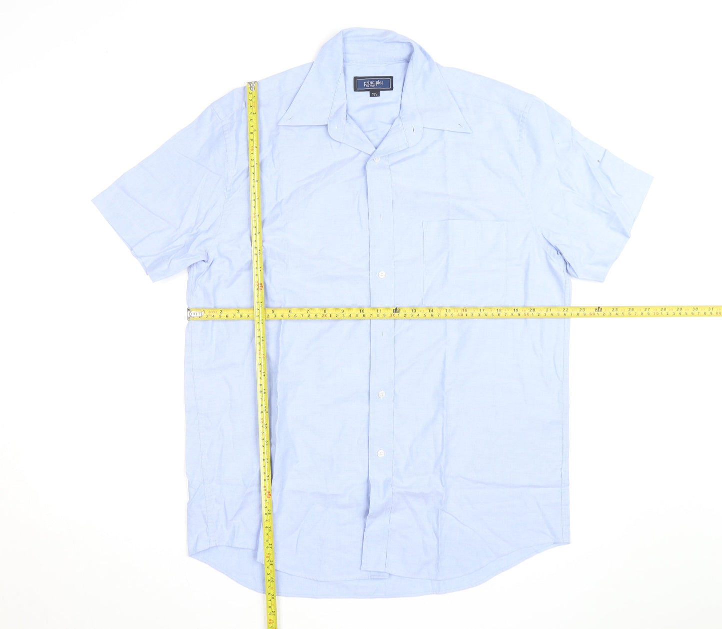 Principles for Men Light Blue Short Sleeve Classic Fit Shirt 15.5in