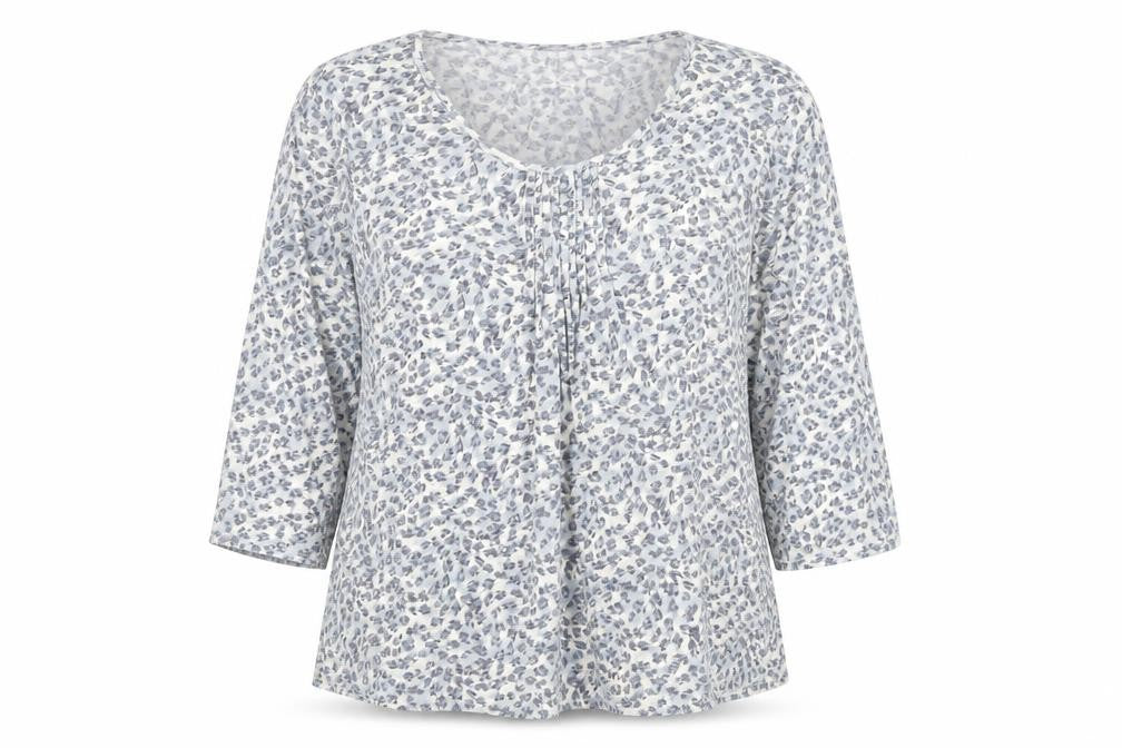 Epilogue Womens Blue Animal Print 3/4 Sleeve Tunic Blouse Size 18