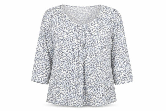 Epilogue Womens Blue Animal Print 3/4 Sleeve Tunic Blouse Size 18