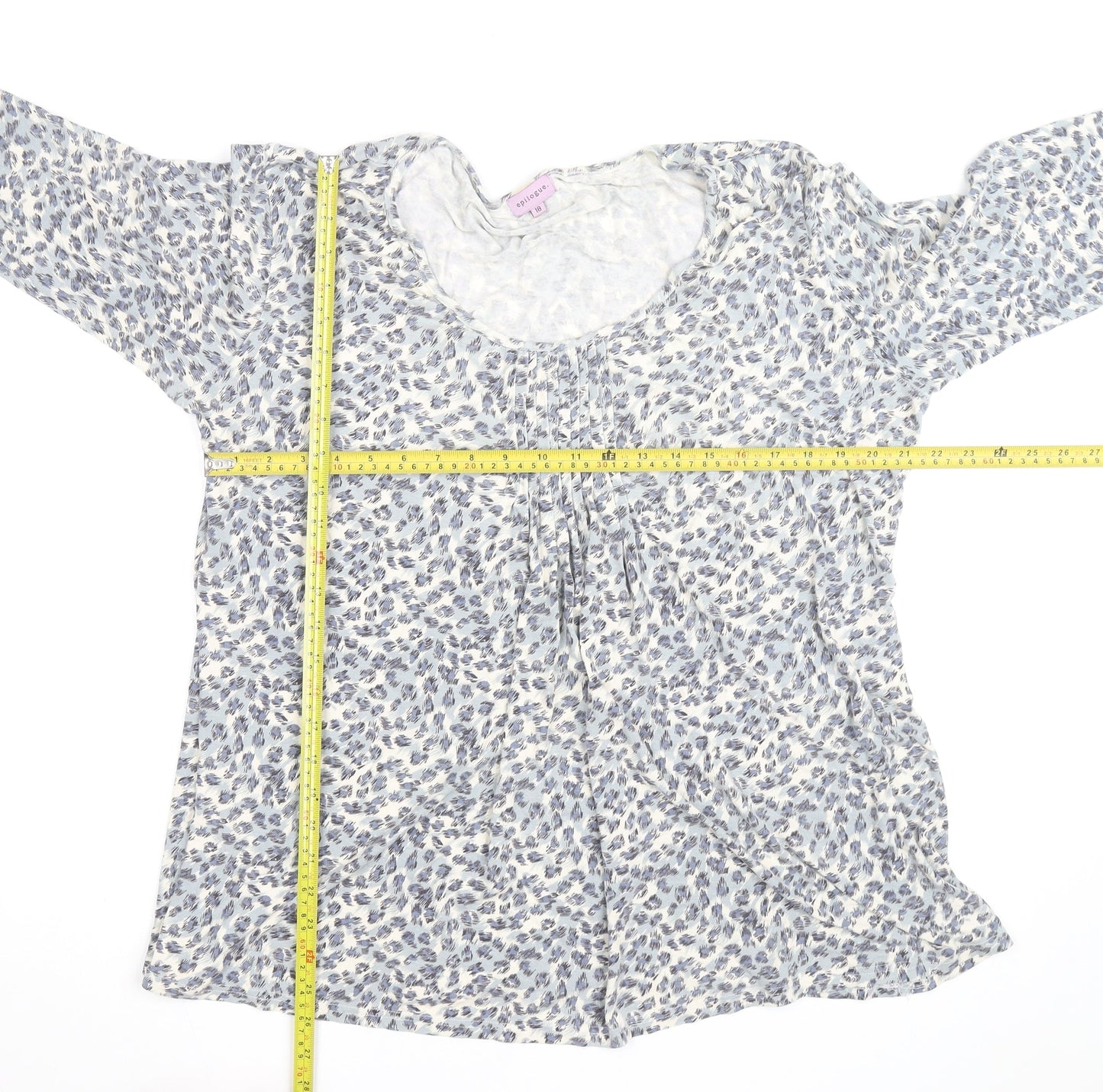 Epilogue Womens Blue Animal Print 3/4 Sleeve Tunic Blouse Size 18