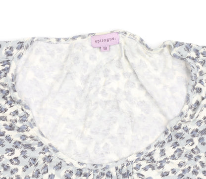 Epilogue Womens Blue Animal Print 3/4 Sleeve Tunic Blouse Size 18