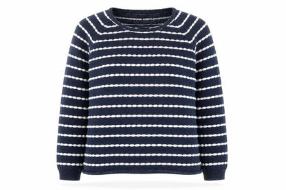 Soon Women's Blue White Striped Cotton Jumper Size 16