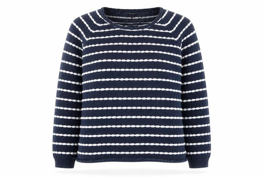 Soon Women's Blue White Striped Cotton Jumper Size 16