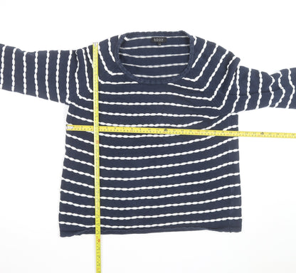 Soon Women's Blue White Striped Cotton Jumper Size 16