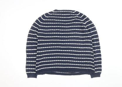 Soon Women's Blue White Striped Cotton Jumper Size 16