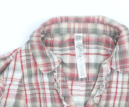 Evans Womens Plus Size 22 Multicoloured Checked Tunic Blouse V-Neck Cotton
