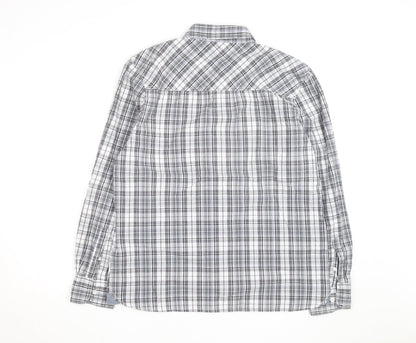 Lee Cooper Men's Grey Plaid Cotton Button-Up Shirt L