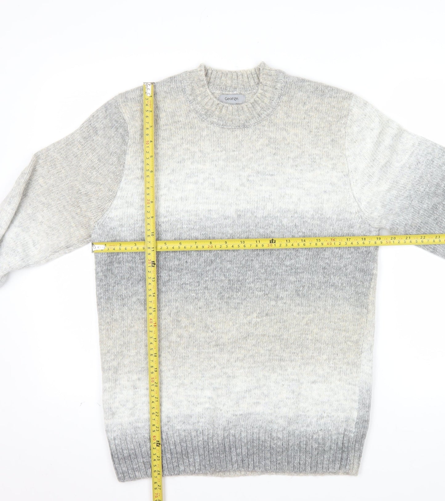 George Men's Grey Ombre Knit Crew Neck Jumper M
