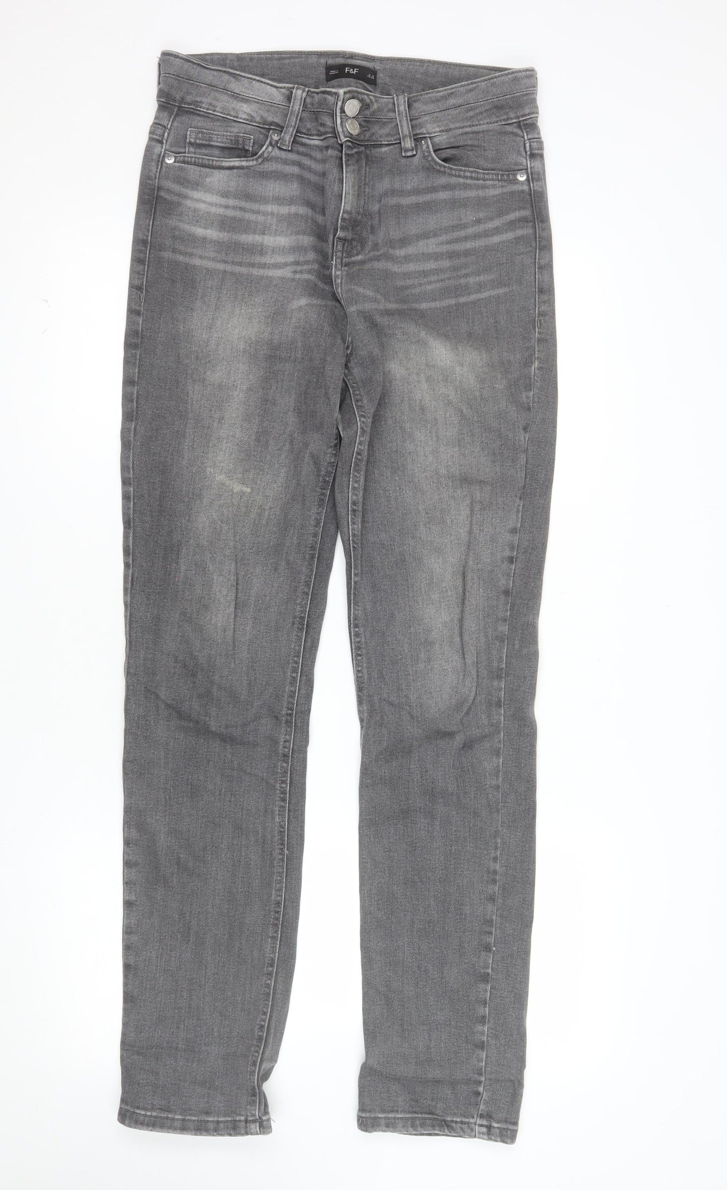 F&F Women’s Grey Skinny Stretch Jeans UK 10 Slim Fit Denim