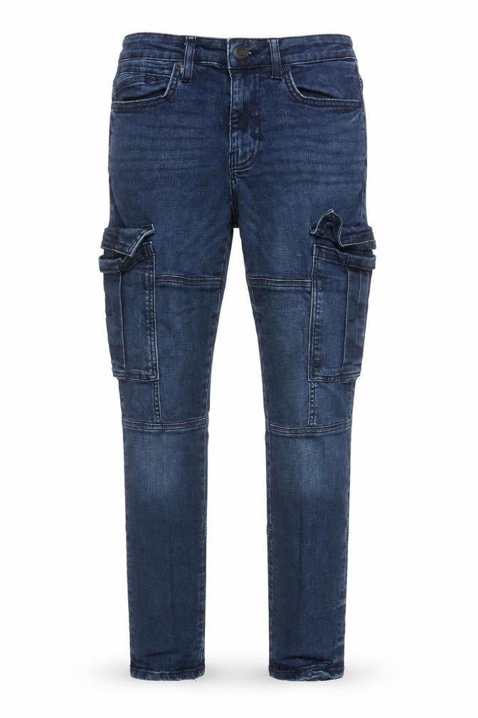 Denim Co Men's Blue Slim Tapered Cargo Jeans 30W 32L