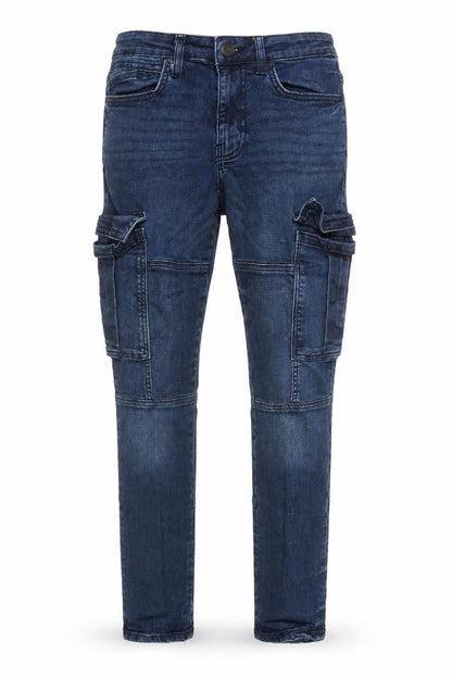 Denim Co Men's Blue Slim Tapered Cargo Jeans 30W 32L