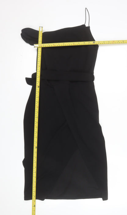 Boohoo Women’s Black Midi Off Shoulder Bodycon Dress Size 8
