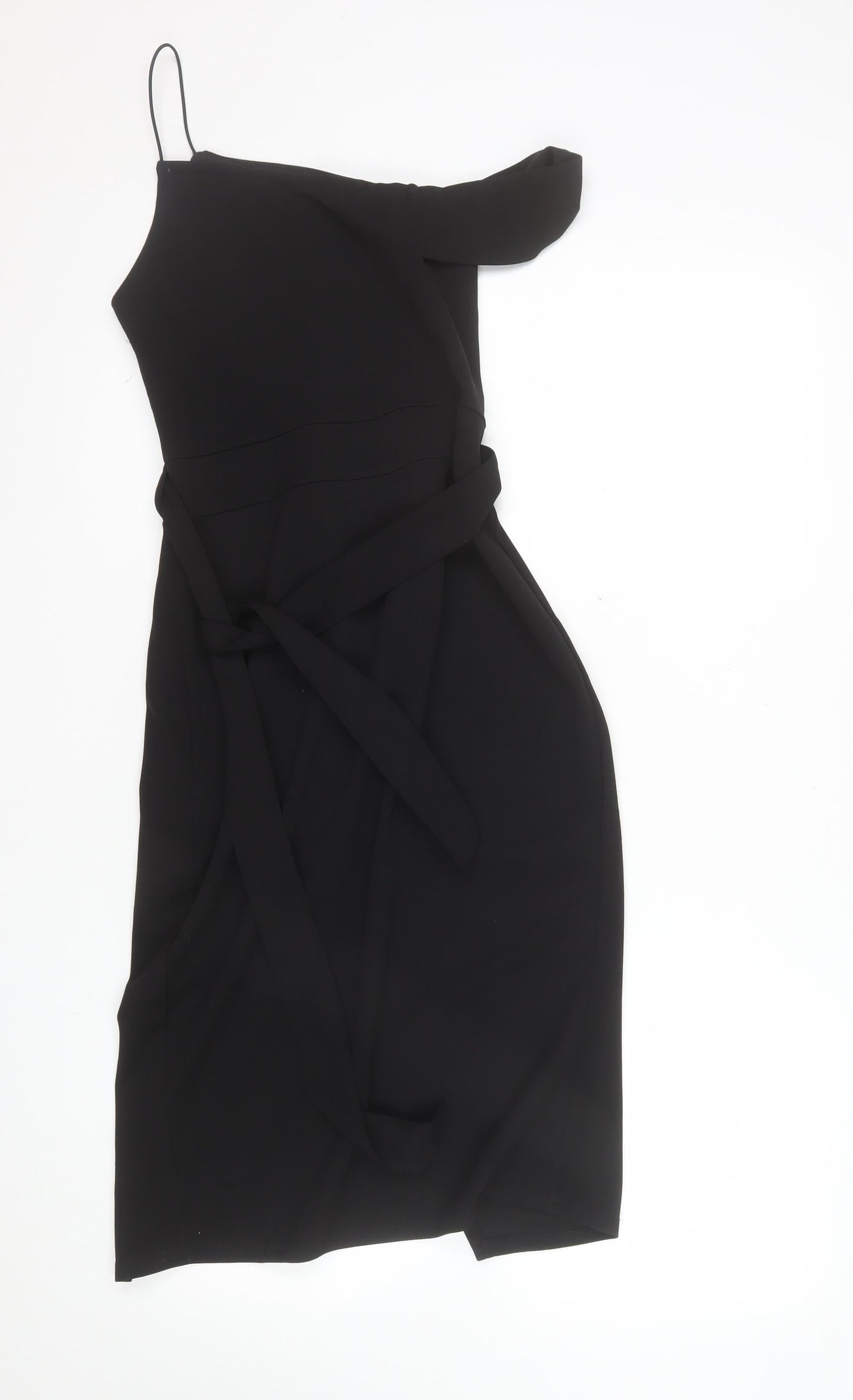 Boohoo Women’s Black Midi Off Shoulder Bodycon Dress Size 8