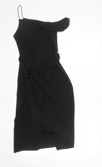 Boohoo Women’s Black Midi Off Shoulder Bodycon Dress Size 8