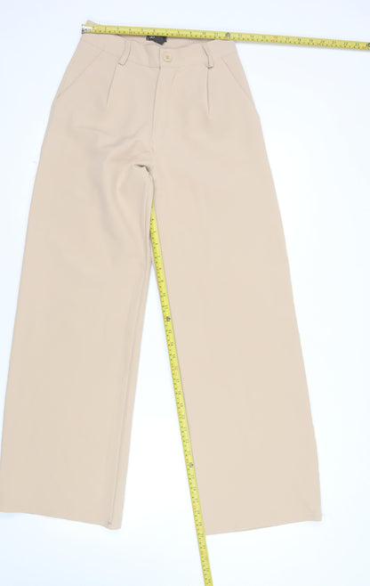 Boohoo Womens Beige Wide-Leg Crepe Trousers Size 6