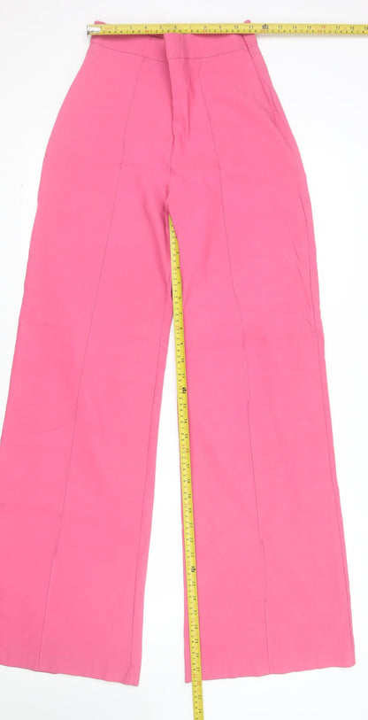 Vesper Women's Pink Wide-Leg Stretch Trousers Size 12
