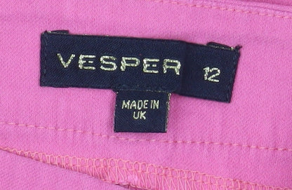 Vesper Women's Pink Wide-Leg Stretch Trousers Size 12