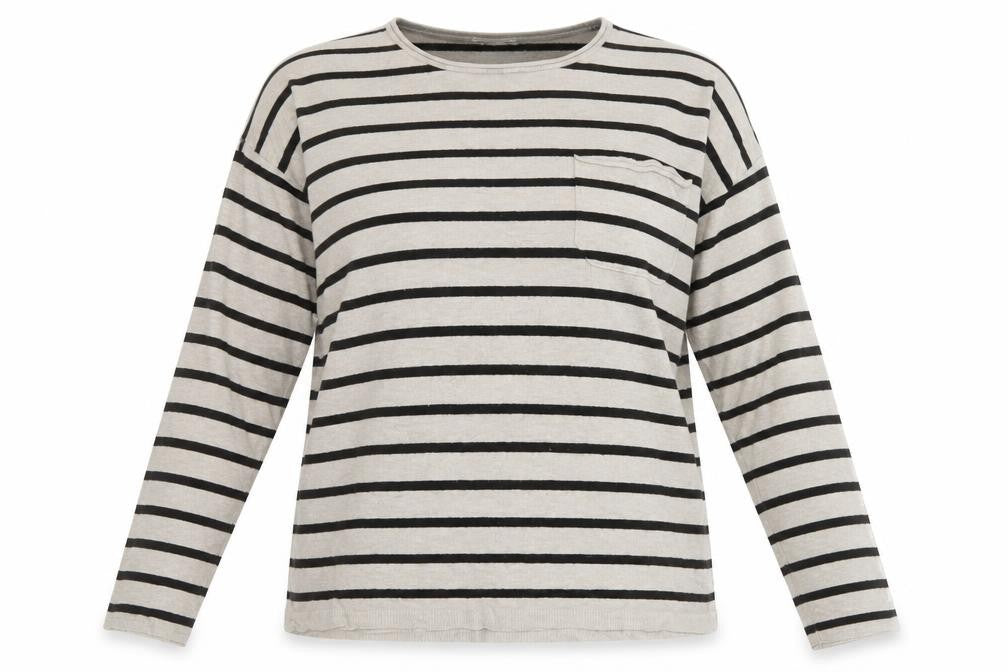 Billabong Womens Beige Black Striped Long Sleeve Pullover Jumper Size 10