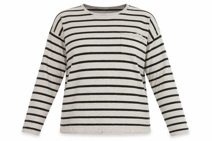 Billabong Womens Beige Black Striped Long Sleeve Pullover Jumper Size 10