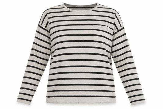 Billabong Womens Beige Black Striped Long Sleeve Pullover Jumper Size 10