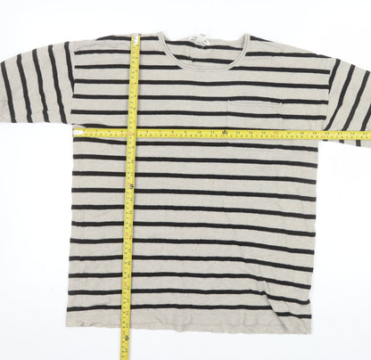 Billabong Womens Beige Black Striped Long Sleeve Pullover Jumper Size 10