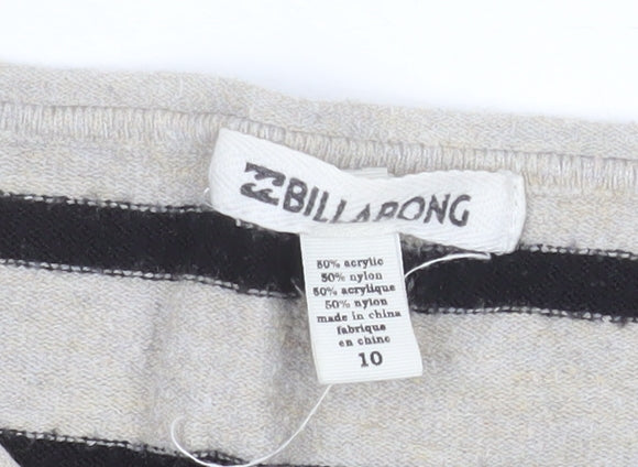 Billabong Womens Beige Black Striped Long Sleeve Pullover Jumper Size 10