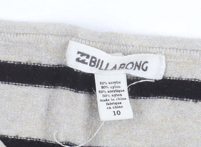 Billabong Womens Beige Black Striped Long Sleeve Pullover Jumper Size 10