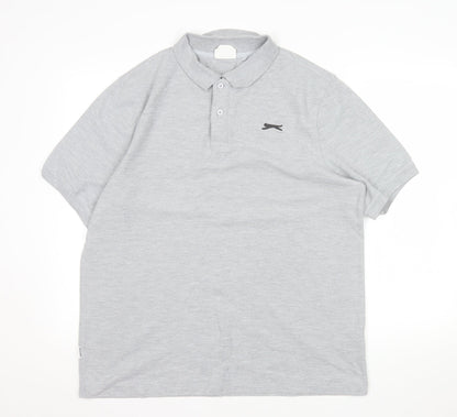 Slazenger Men’s Grey Short Sleeve Polo Shirt Size L Regular Fit