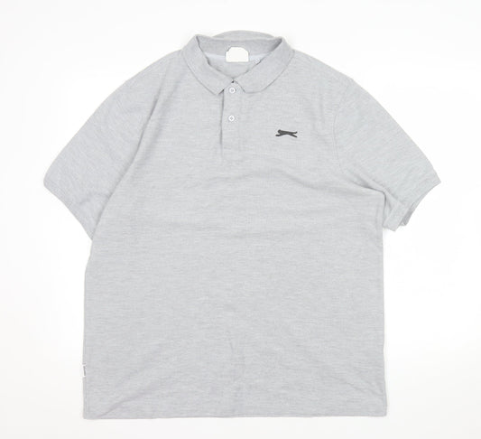 Slazenger Men’s Grey Short Sleeve Polo Shirt Size L Regular Fit