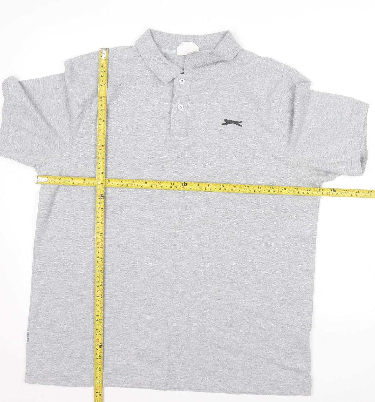 Slazenger Men’s Grey Short Sleeve Polo Shirt Size L Regular Fit