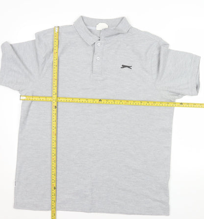 Slazenger Men’s Grey Short Sleeve Polo Shirt Size L Regular Fit