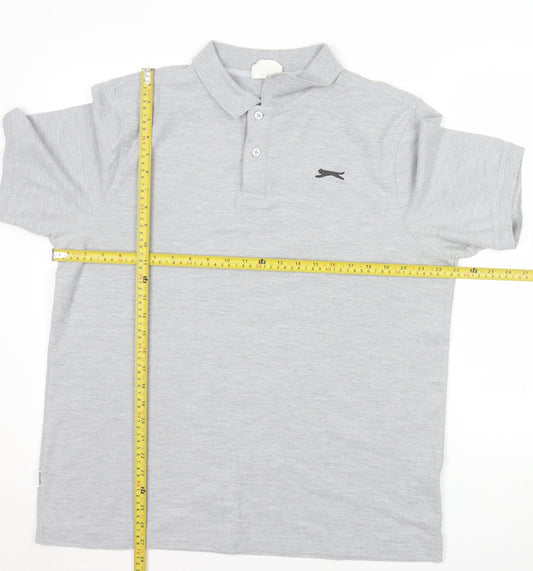 Slazenger Men’s Grey Short Sleeve Polo Shirt Size L Regular Fit