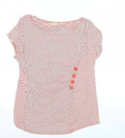 Soon Women's Red Striped Jersey Button Blouse Size 14